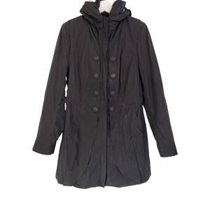 Creenstone Insulated Hooded Coat Black Double Breasted Quilted Lined Size 38